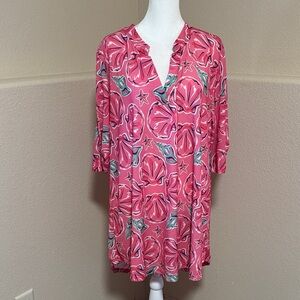 Simply Southern Ladies Pink Tropical Tunic Size Large